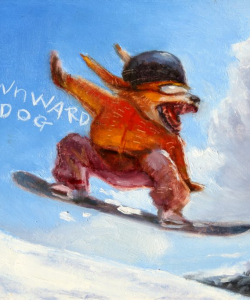 "Downward Dog" Oil/Board