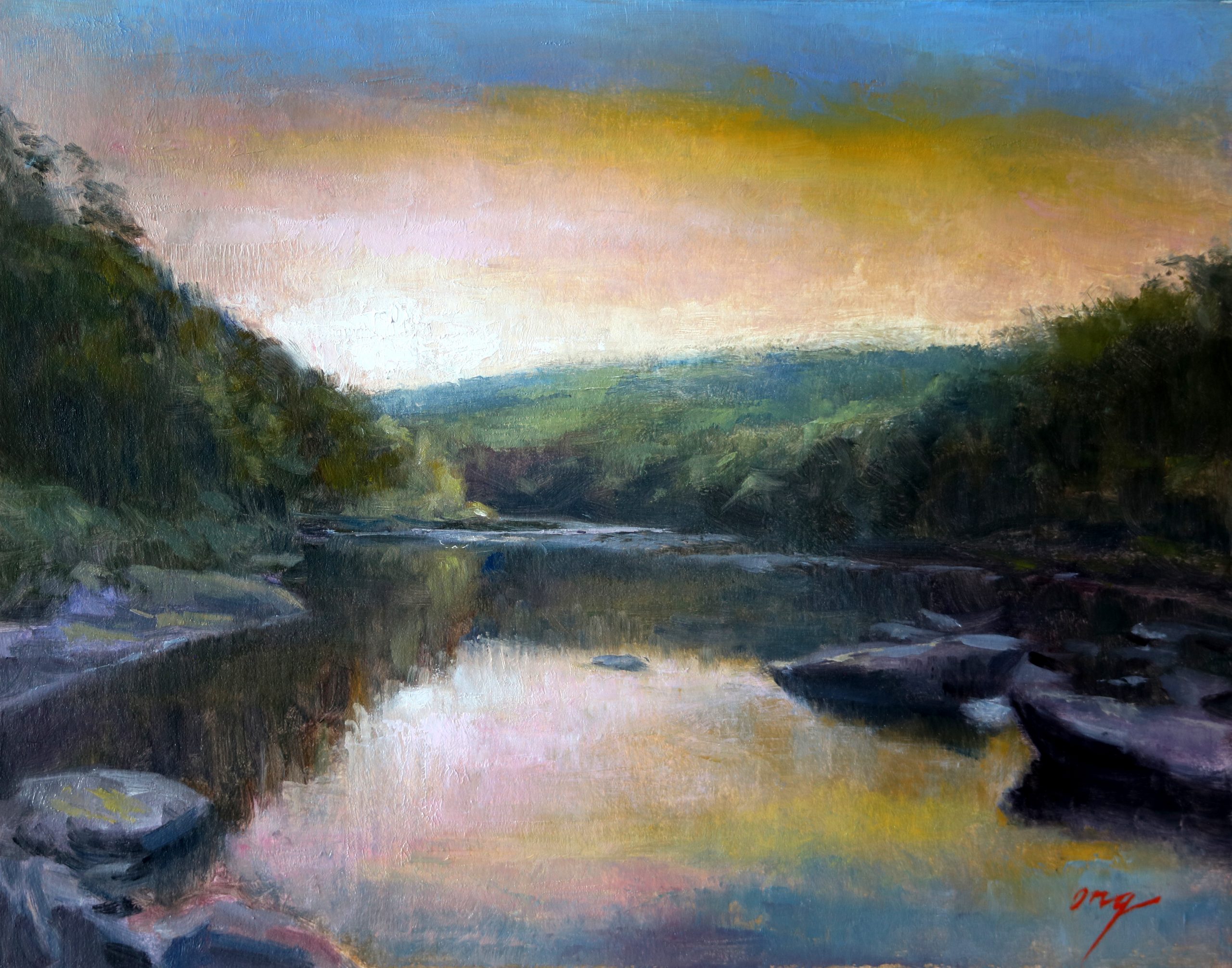 "Shallow River Morning" Oil/Board
