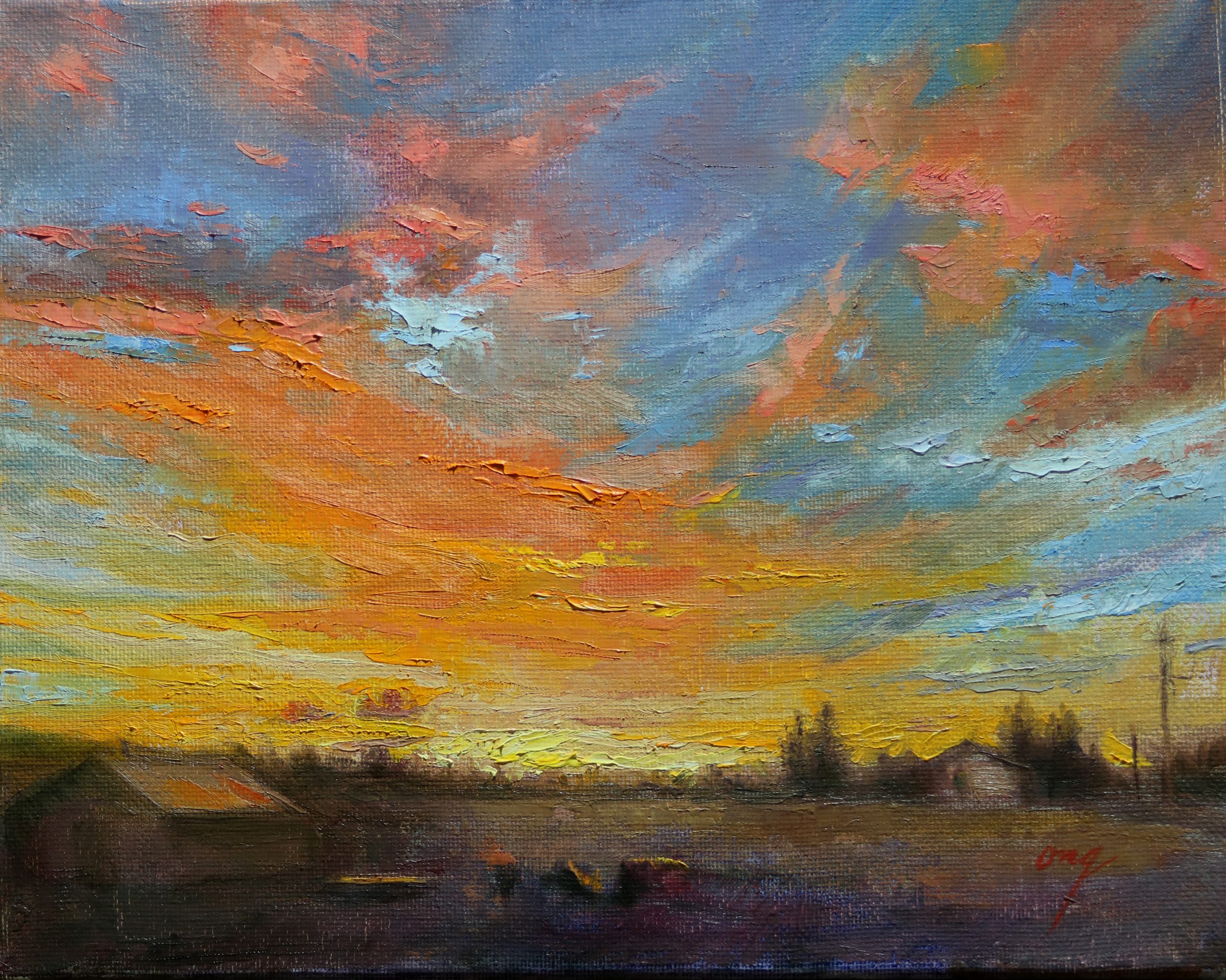 "Sunset Fire" 8x10 Oil/Board
