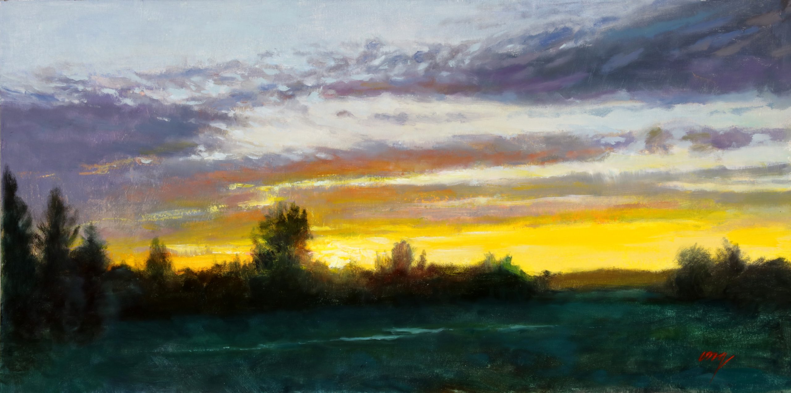 "Late Fall Sky" 24x12 Oil/Board