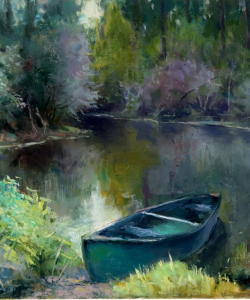 "Canoe and Pond" Oil/Board